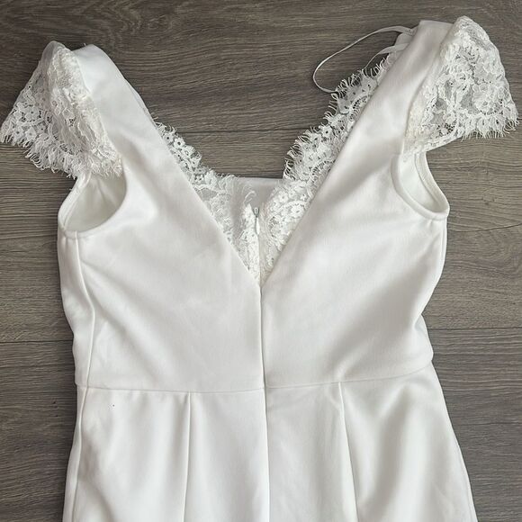 Lulus Forever Beloved Mermaid Wedding Dress Medium White Lace Cap Sleeves Bridal - Picture 8 of 12